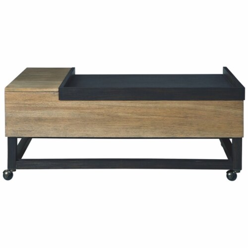 Ashley Furniture Fridley Lift Top Wood Cocktail Table in Brown & Black