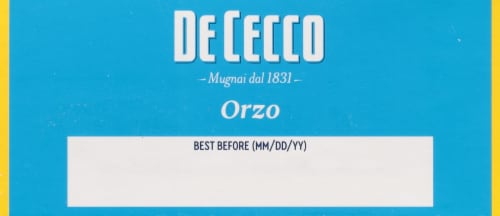De Cecco Orzo Pasta Perspective: bottom