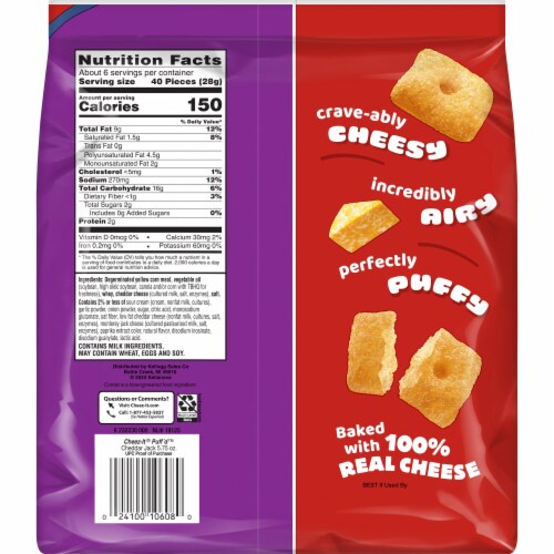 Cheez-It® Puff'd Cheddar Jack Cheese Puffs Snacks Perspective: bottom