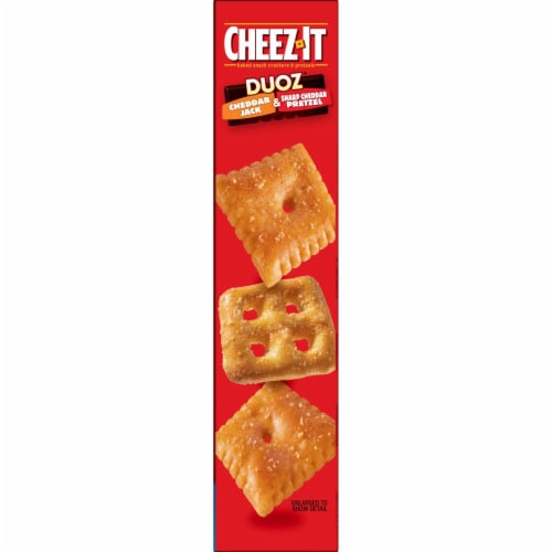 Cheez-It DUOZ Cheddar Jack and Cheddar Crackers and Pretzels Perspective: bottom
