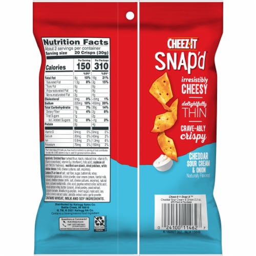 Cheez-It® Snap'd Cheddar Sour Cream Onion Cheese Cracker Chips Perspective: bottom