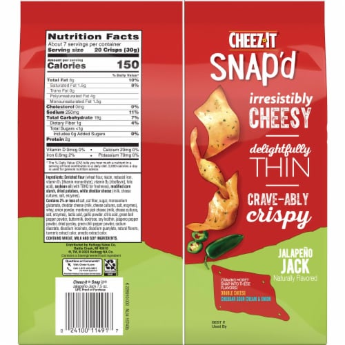 Cheez-It Snap'd Jalapeno Jack Cheese Cracker Chips Perspective: bottom