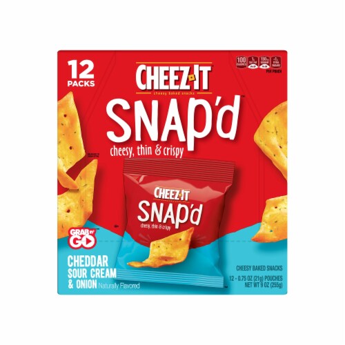 Cheez-It Snap'd Cheesy Baked Snacks Cheddar Sour Cream and Onion Perspective: bottom