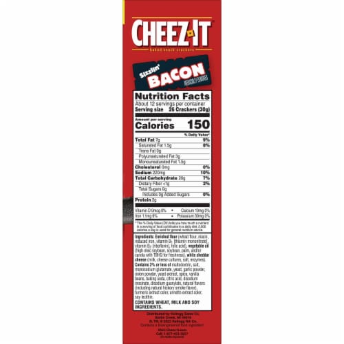 Cheez-It® Sizzlin' Bacon Cheese Snack Crackers Perspective: bottom