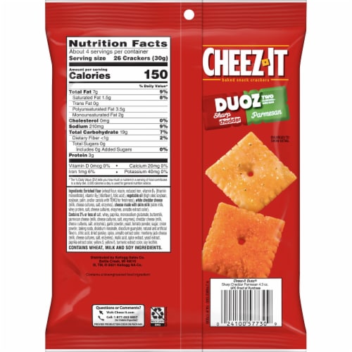 Cheez-It® DUOZ Cheddar and Parmesan Cheese Snack Crackers Perspective: bottom