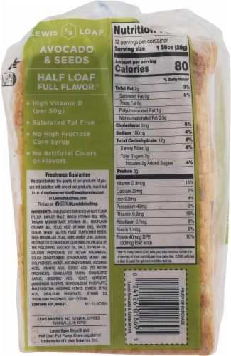 Lewis Bake Shop Avocado & Seeds Half Loaf Bread Perspective: bottom