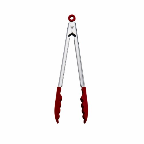KitchenAid® Gourmet Stainless Steel Red Utility Tongs Perspective: bottom