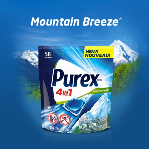 Purex® 4-in-1 Mountain Breeze Laundry Detergent Pacs Perspective: bottom