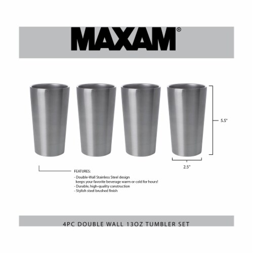 Maxam Stainless-Steel 4-piece Double Wall 13 oz. Tumbler Set Perspective: bottom