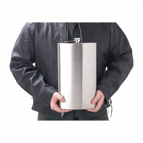 Maxam Stainless Steel Flask Extra Large Drinking Flask Polished Silver 1 Gallon Capacity Perspective: bottom