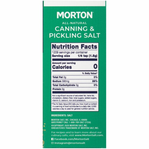 Morton® All-Natural Canning & Pickling Salt Perspective: bottom