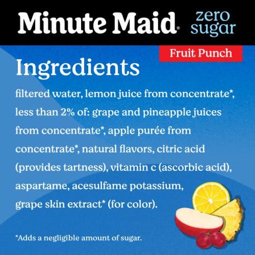 Minute Maid Zero Fruit Punch No Sugar Added Fruit Juice Drink Perspective: bottom
