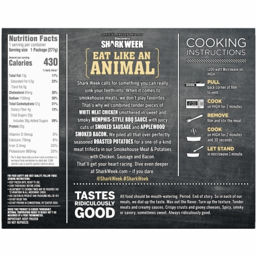 DEVOUR Smokehouse Meat & Potatoes with Memphis Style BBQ Sauce Frozen Meal Perspective: bottom