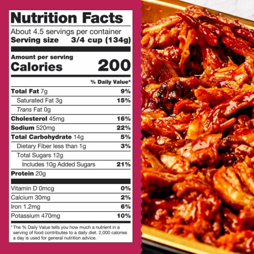 Home Bake 425°/:30 Pulled Pork with BBQ Sauce Frozen Family Meal Main Dish Perspective: bottom