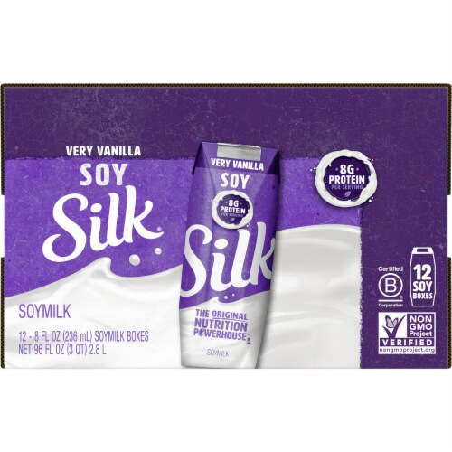 Silk Dairy Free Shelf Stable Very Vanilla Soy Milk Perspective: bottom