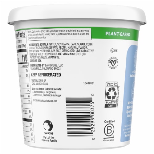 Silk Plain Dairy Free Soy Milk Yogurt Tub Perspective: bottom