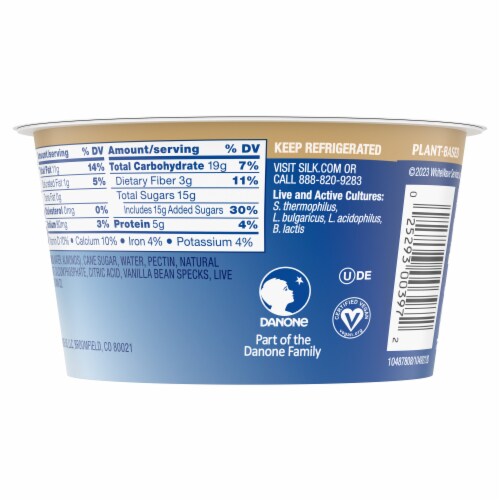 Silk Vanilla Dairy Free Almond Milk Yogurt Cup Perspective: bottom