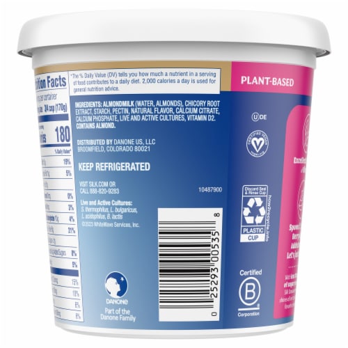 Silk Unsweetened Vanilla Almond Milk Yogurt Alternative Tub Perspective: bottom