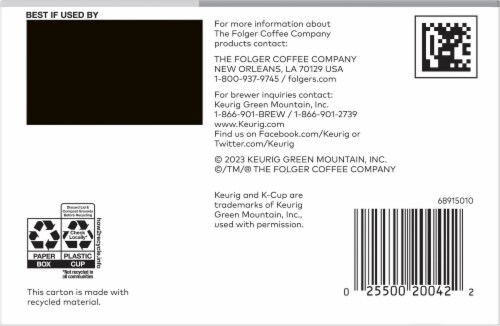 Folgers® Decaf 100% Colombian Medium Roast K-Cup® Coffee Pods Perspective: bottom