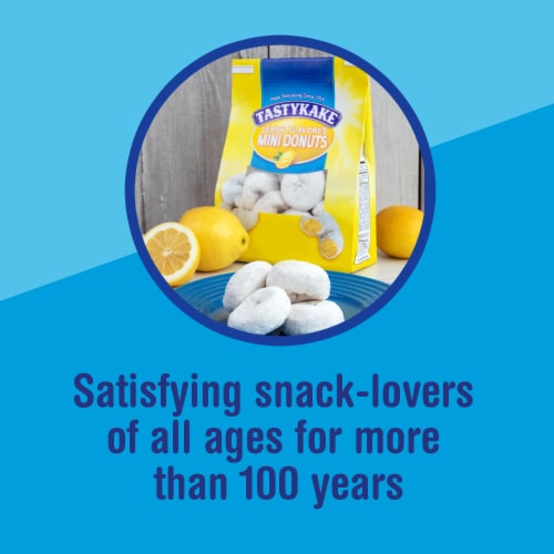 Tastykake Lemon Mini Donuts Shareable Lemon Flavored Powered Donuts Perspective: bottom