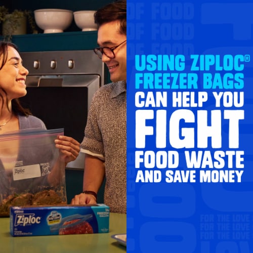 Ziploc® Brand Quart Freezer Storage Bags, Stay Open Design, Easy to Fill, 24 count Perspective: bottom