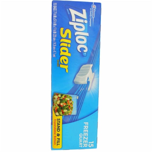 Ziploc Slider Quart Freezer Storage Bags Perspective: bottom