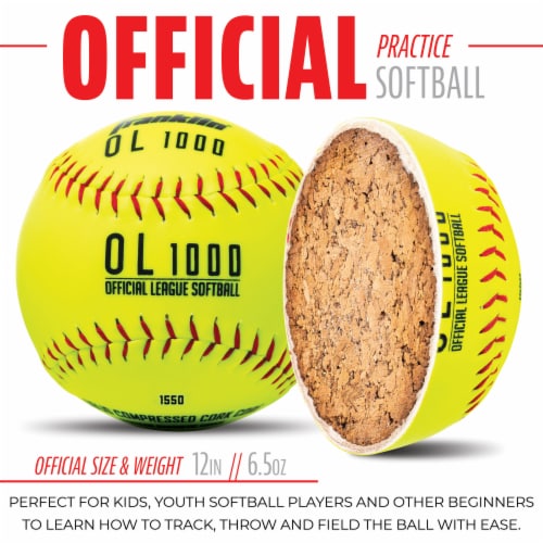 Franklin Official League Softballs - Yellow Perspective: bottom