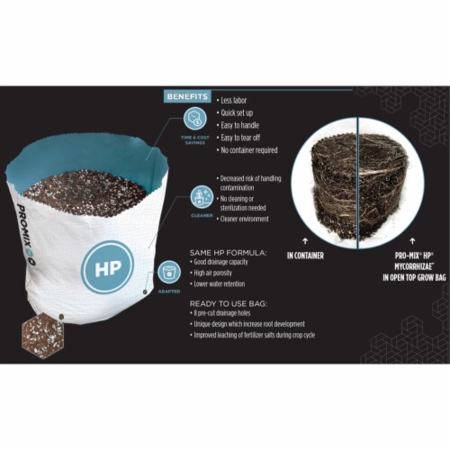 Pro-Mix HP Mycorrhizae Growing Medium Potting Soil, Open Top Grow Bag, 1 CF Perspective: bottom