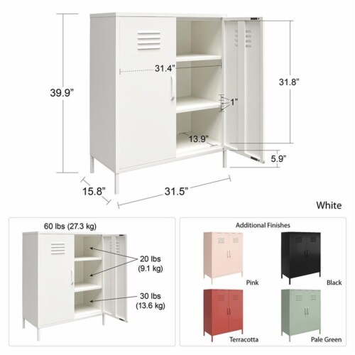 SystemBuild Bonanza 2 Door Metal Locker Storage Cabinet in Terracotta Perspective: bottom