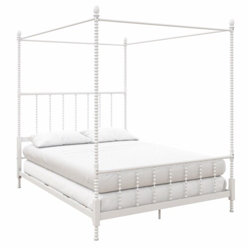 DHP Emerson Metal Canopy Bed in Full Size Frame in White 1 Pick