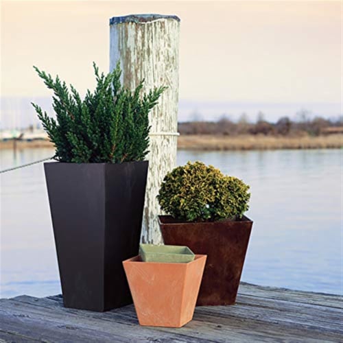 Novelty Artstone 10 x 9.81 in. Mint Resin & Stone Powder Ella Flower Pot Perspective: bottom
