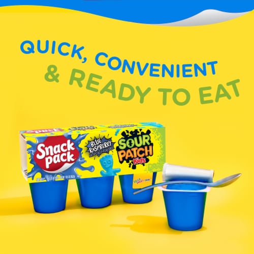 Snack Pack Sour Patch Kids Blue Raspberry Flavored Juicy Gels Perspective: bottom