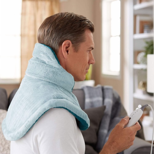 Sunbeam Soothing Heating Pad for Neck and Shoulder Pain Relief. Blue, 1