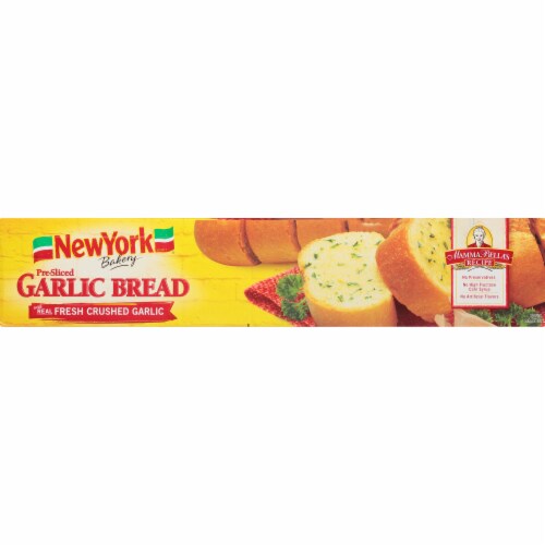New York Bakery Mamma Bella's Recipe Pre-Sliced Garlic Bread Perspective: bottom