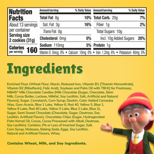 Keebler Chips Deluxe Chocolate Chip Cookies Made with M&M’s Family Size 14.6 oz Perspective: bottom