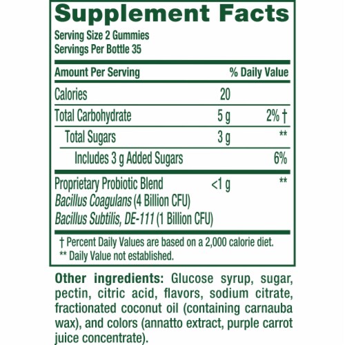 vitafusion Probiotic Raspberry Peach and Mango Flavored Gummy Supplement Perspective: bottom