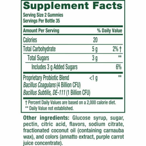 vitafusion Probiotic Raspberry Peach and Mango Flavored Gummy Supplement Perspective: bottom