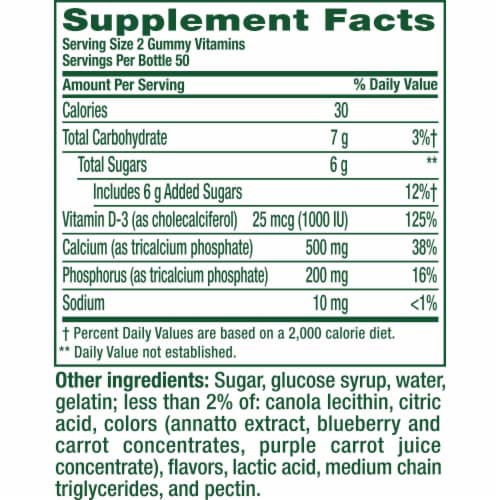 vitafusion Calcium Fruit & Cream Flavored Supplement Chewable Gummy Vitamin Bone Health Support Perspective: bottom