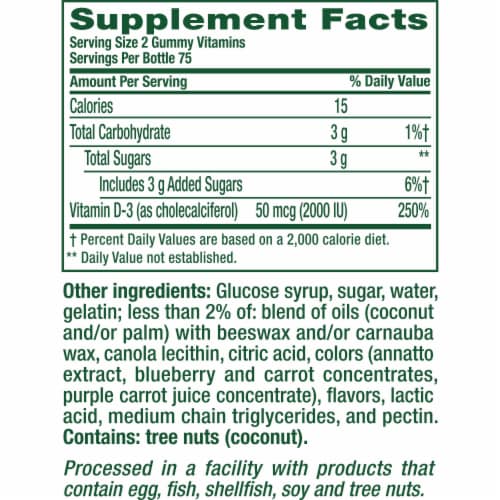 vitafusion Vitamin D3 Peach and Berry Flavored Gummy Vitamin Bone and Immune Support 50mcg Perspective: bottom