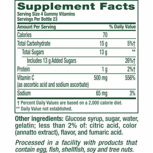 vitafusion Extra Strength Power Vitamin C Tropical Citrus Flavored Gummy Vitamins 500mcg Perspective: bottom