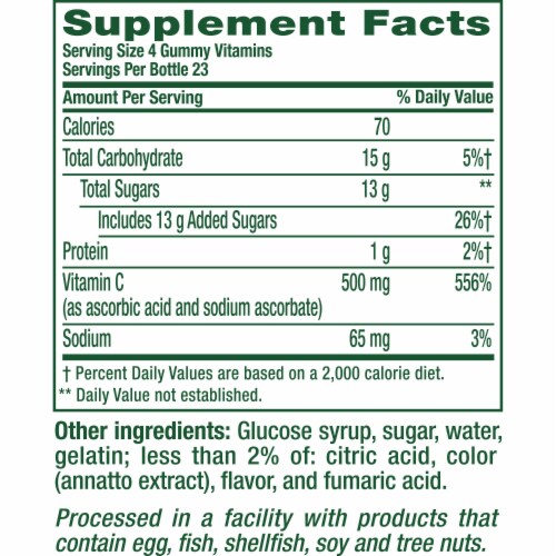 vitafusion Extra Strength Power Vitamin C Tropical Citrus Flavored Gummy Vitamins 500mcg Perspective: bottom