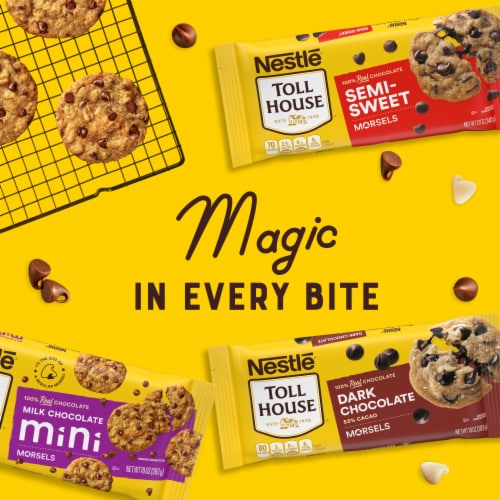 Nestle Toll House Milk Chocolate Mini Morsels Mini Baking Chips Melting Chocolate Perspective: bottom
