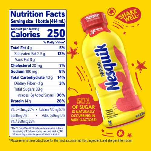 Nesquik Strawberry Milk Ready to Drink Low-fat Milk Perspective: bottom