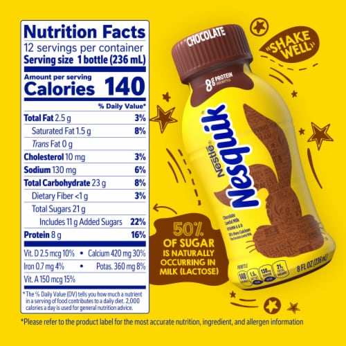 Nesquik Chocolate Milk Ready to Drink Low-fat Milk 12 Bulk Pack 8 fl oz Bottles Perspective: bottom