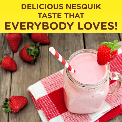 Nesquik Strawberry Flavor Powder Drink Mix Canister Perspective: bottom