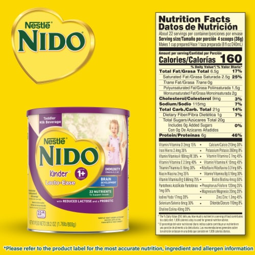Nestle NIDO Lacto-Ease Toddler Powdered Milk Beverage - Canister - Toddler Drink Mix Perspective: bottom