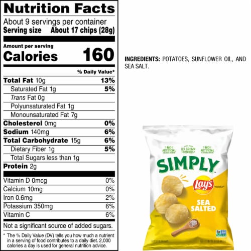 Lay's® Simply Sea Salted Thick Cut Potato Chips Perspective: bottom