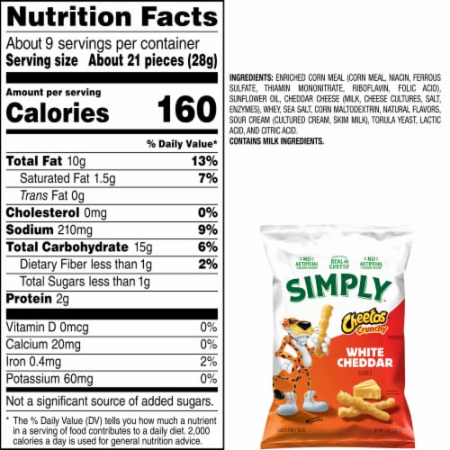 Simply Cheetos White Cheddar Crunchy Perspective: bottom