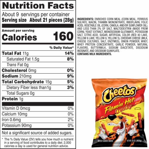 Cheetos® Flamin' Hot® Crunchy Cheese Flavored Snacks Perspective: bottom