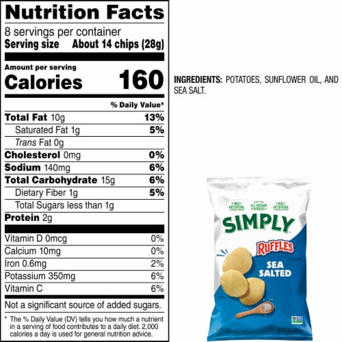 Ruffles® Simply Sea Salted Potato Chips Perspective: bottom